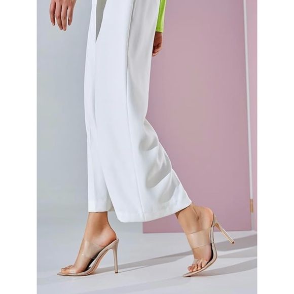 New Vivianly Clear Nude Pointy Toe Heels - Picture 12 of 14